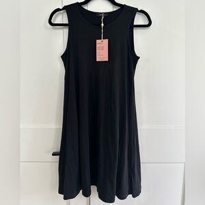 Quince Tencel Jersey Mini Swing Dress Black Small NWT